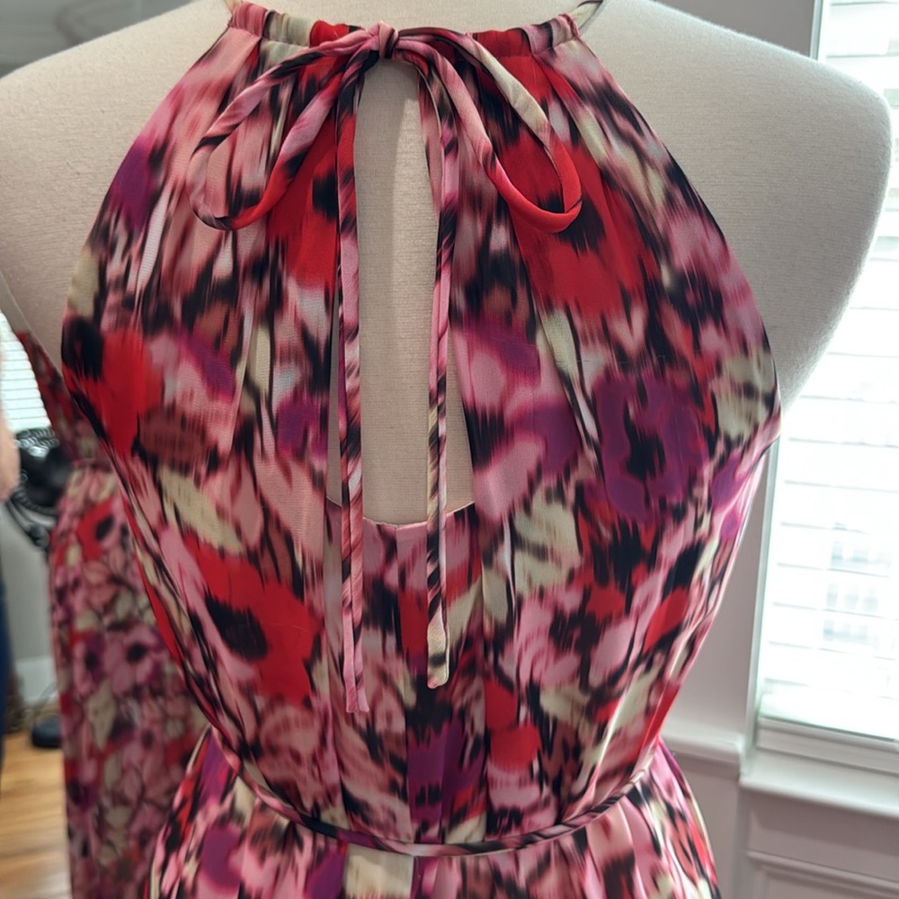 NWOT Maggy London Pink and Red Halter Maxi Dress - Picture 5 of 7